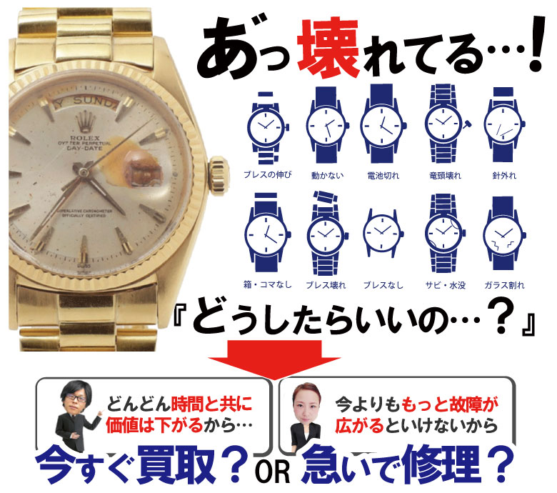 不動水没傷割れしたロレックス買取の不安