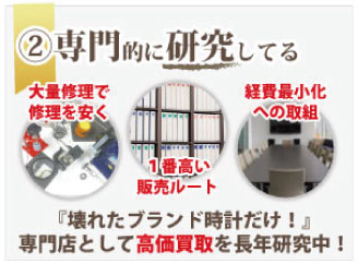 ブランド時計研究で高く買取