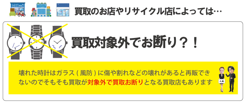 ガラス(風防)割れカルティエ時計買取不可